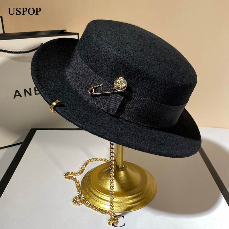 Fedora Hat Wool - Новинка, зимние женские шапки USPOP, модная