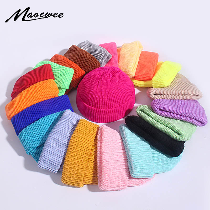 Beanie Cuffed Knit - Унисекс зимняя детская вязаная ребристая короткая